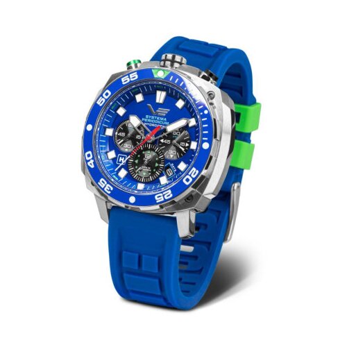 Vostok Europe muški systema periodicum hydrogen plavi srebrni sportski ručni sat sa plavim silikonskim kaišem ( vk67/650a720s.plavo ) Cene