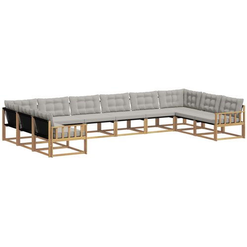 vidaXL Zunanja garnitura za sedenje 10 pcs Bela in svetlo siva, (5000280181) Cene