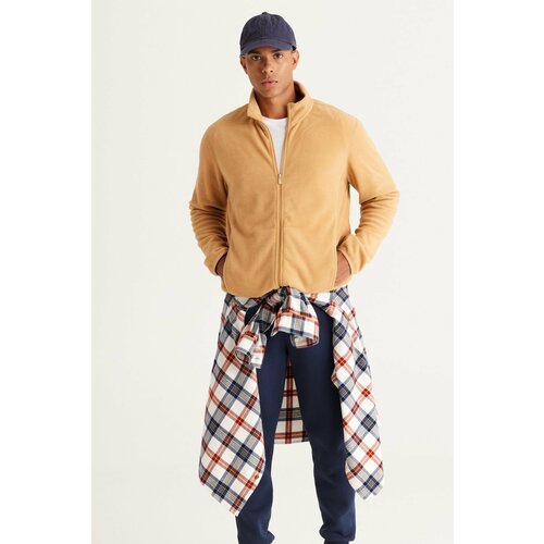 AC&Co / Altınyıldız Classics Men's Caramel Anti-pilling Anti-Pilling Standard Fit Bato Collar Sweatshirt Fleece Jacket. Slike
