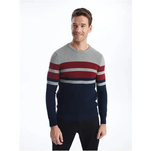 LC Waikiki Crew Neck Long Sleeve Striped Men's Knitwear Sweater