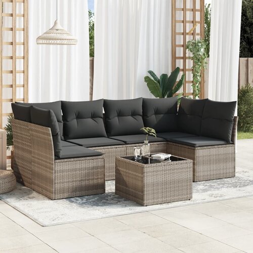 vidaXL 7-dijelni set vrtnih sofa svjetlosivi od poliratana Cijene