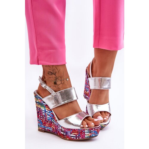 Kesi Women's wedge sandals silver Calderia Slike