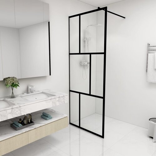 vidaXL Pregrada za tuširanje od kaljenog stakla crna 80 x 195 cm Cijene