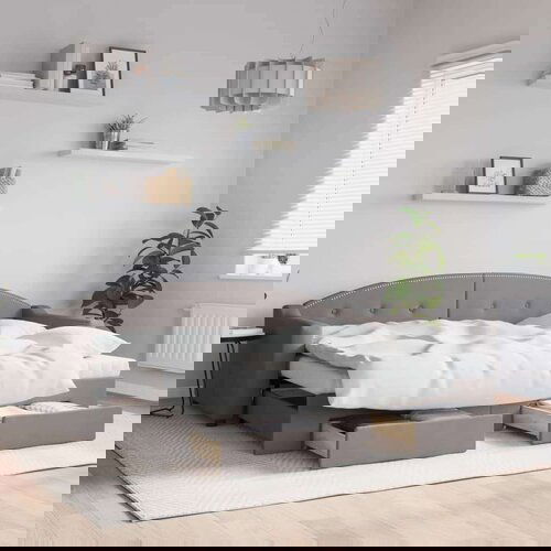  Izvlečna dnevna postelja s predali taupe 80x200 cm blago, (20937398) Slike