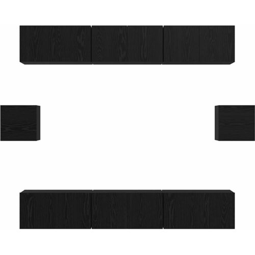  Set TV komoda 8 kom. Crni hrast Konstruirano drvo Crna 60 x 30 x 30 cm Slike