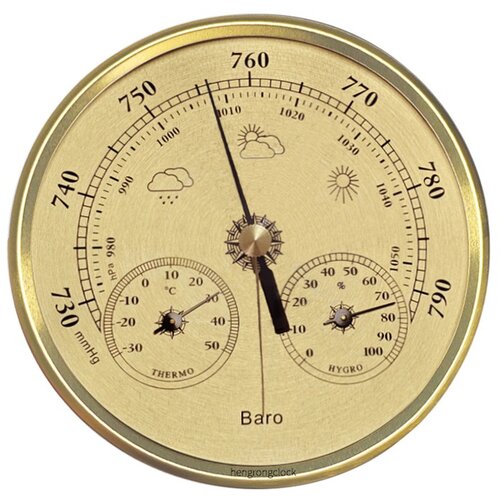 INF 130mm Analogni Barometer s Termometrom in Higrometrom - 3-v-1 Vremenska Postaja Gold, (5000140312) Slike