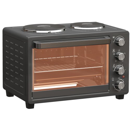 Nesta Mini pečica 28 L, črna, 2600 W, 100&ndash;230 &deg;C, 60-minutni časovnik, 2 grelni plo&scaron;či, pekač, re&scaron;etka, pizza pečica s pladnjem za drobtine, (5000493725) Cene