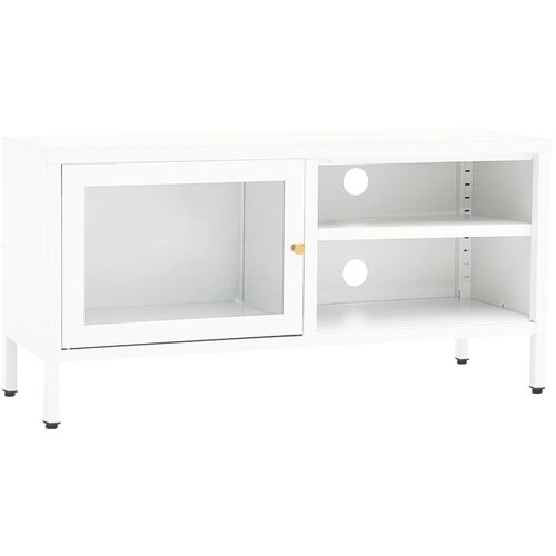 Maison Chic TV omarica - TV stojalo - Televizijska omarica bela 90x30x44 cm jeklo in steklo, (21700985) Slike