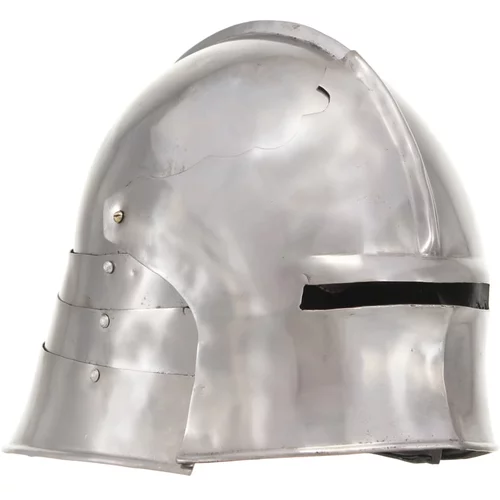 vidaXL Srednjeveška viteška čelada starinska kopija LARP srebrno jeklo