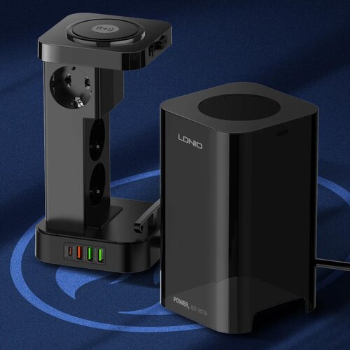 Ldnio Produzni kabl SEW4485 2500W EU 4 uticnice + 3xUSB QC PD 30W/ Wireless 15W/ PPS/ Tajmer 2m crni Cene