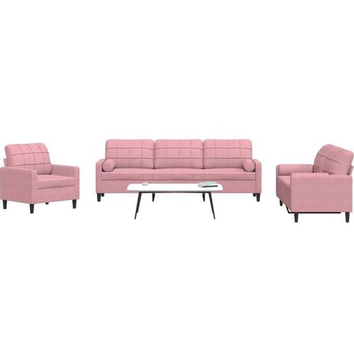 vidaXL 3-dijelni set sofa s jastucima ružičasti baršunasti Cene