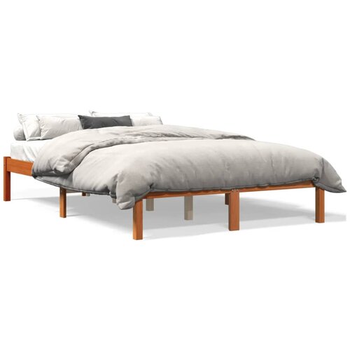 VidaXL Posteljni okvir vo&amp;scaron;čeno rjav 140x200 cm trdna borovina Slike
