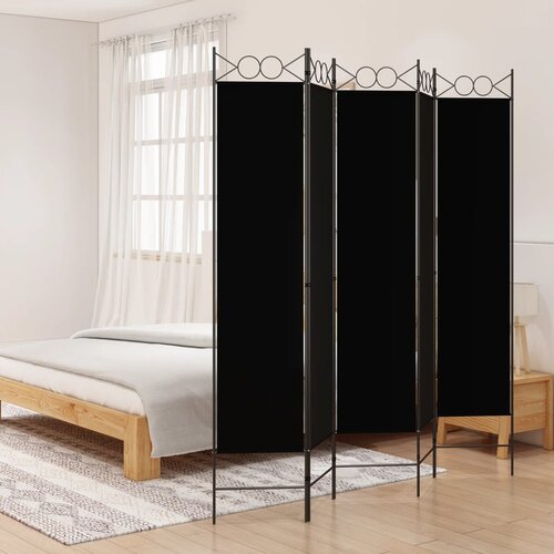 Sobna pregrada s 5 panela crna 200 x 200 cm od tkanine Cene