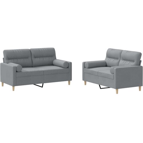  2-dijelni set sofa s jastucima svjetlosivi od tkanine Slike