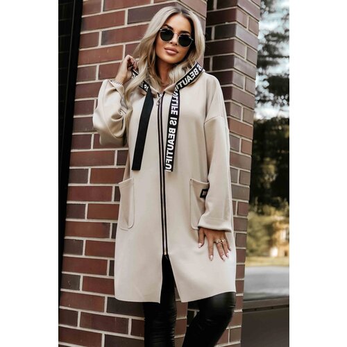 numoco basic 632-1 Casual coat with pockets and a hood - beige Cene