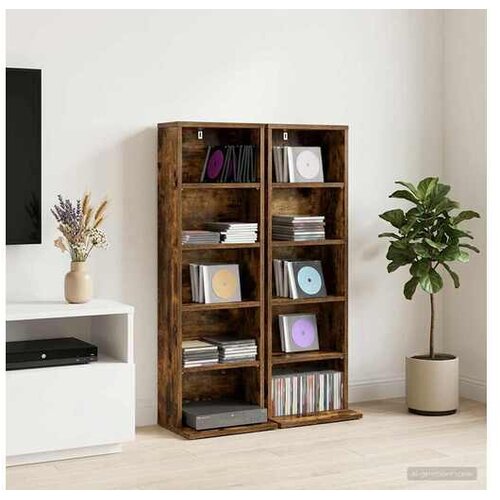 VidaXL CD ormar 2 kom. Dimljeni hrast 33 x 23 5 x 97 5 cm - Dimljeni hrast 2 33 x 23 5 x 97 5 cm Slike