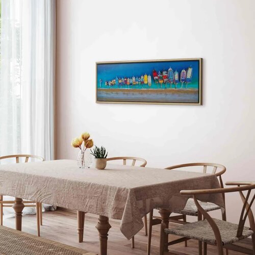  Slika - Colourful Boats (1 Part) Narrow 90x30 U prirodnom drvenom okviru Cene