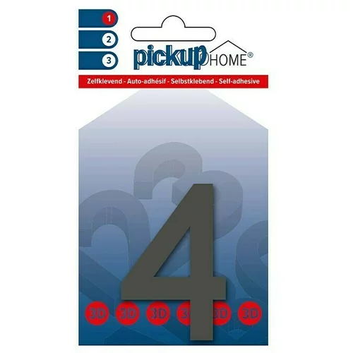 Pickup 3D Home Kućni broj Rio (Visina: 6 cm, Motiv: 4, Sive boje, Plastika, Samoljepljivo)