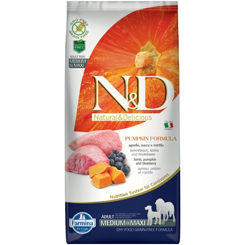 Farmina N&D bez Adult Medium & Maxi bundeva s janjetinom i borovnicom bez žitarica - 12 kg Cijene