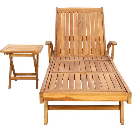  Suncobran s stolom 2 pcs Smeđa 40 x 40 x 40 cm Čvrsto teak drvo - Smeđa sa stolom Slike