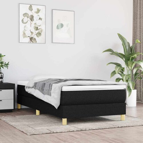 Box spring krevet s madracem crni 90x190 cm od tkanine Cijene