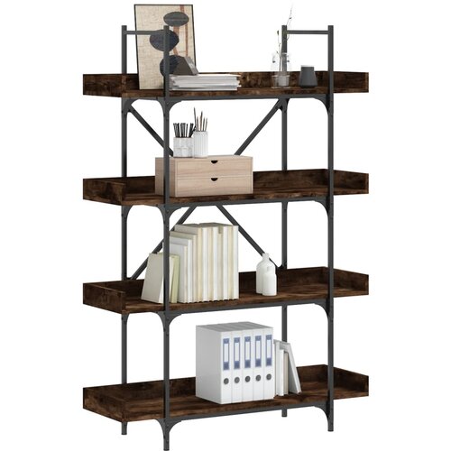  The living store knjižna omara 4-nadstropna dimljen hrast 100x33x145,5 inž. les - knjižna omara, (21499635) Cene
