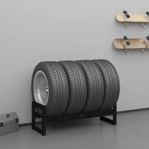 vidaXL Regal za pnevmatike črn 120x40x40 cm trdna borovina