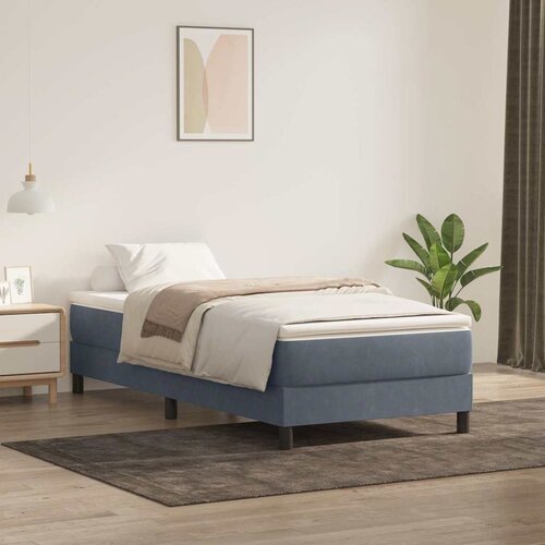 Box spring krevet s madracem tamnosivi 80 x 220 cm baršunasti Cene