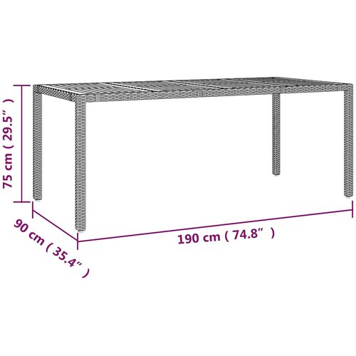  9-dijelni vrtni bistro set od poliratana s jastucima sivi Siva 190 x 90 x 75 cm Slike