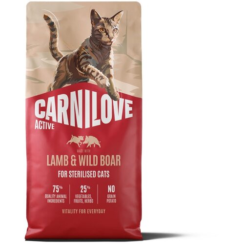 Carnilove Cat Active Adult Sterilised, briketi - jagnjetina in divji pra&scaron;ič 6 kg Cene
