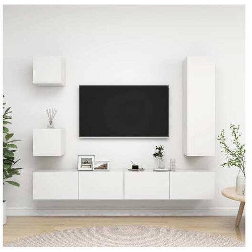  Komplet TV omaric 5-delni bela iverna plo&scaron;ča Cene