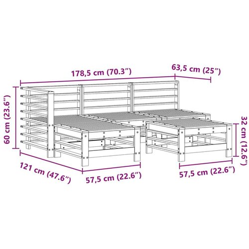  Set lounge namje&amp;scaron;taja za vrt 5 pcs Vosak Smeđa Masivna borovina Slike
