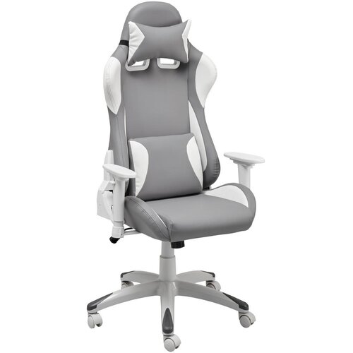 Livetastic GAMING STOL umetna masa, tekstil siva, bela Cene
