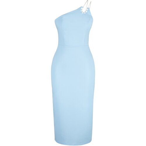 Trendyol Light Blue Body-Sitting Woven Shiny Jewelled Elegant Evening Dress Slike