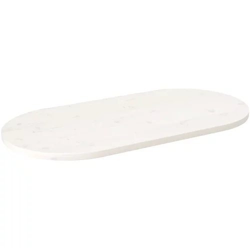 vidaXL Mizna plošča bela 100x50x2,5 cm trdna borovina ovalna
