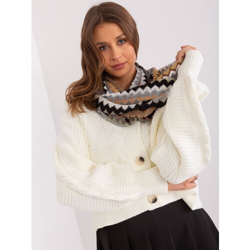 Fashion Hunters Dark gray women&amp;#039;s scarf made of openwork knitwear Slike