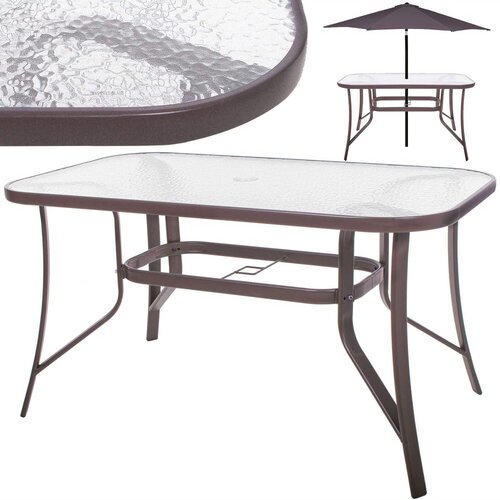 Springos stakleni vrtni stol 120 x 70 x 70 cm smeđi Slike