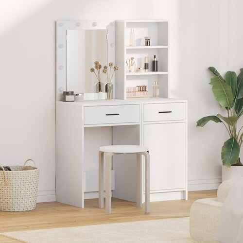 VidaXL Set od 2 Bijela MDF Srednji Toaletni stol Pravokutni Slike