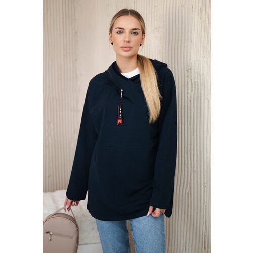 Kesi Tunic with zipper on hood Oversize dark blue Cene