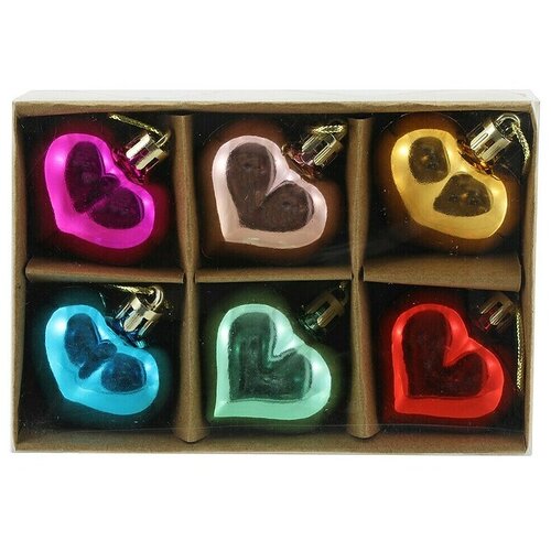  božićne kuglice srce (promjer: 4 cm, 6 -dij.) Slike