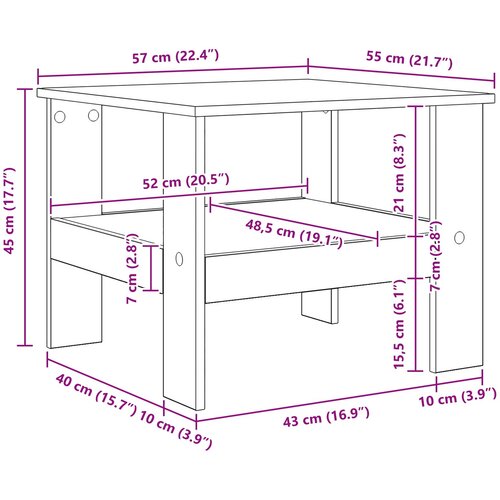  Kava Stol Staro drvo 57 x 55 x 45 cm Konstruirano drvo Slike