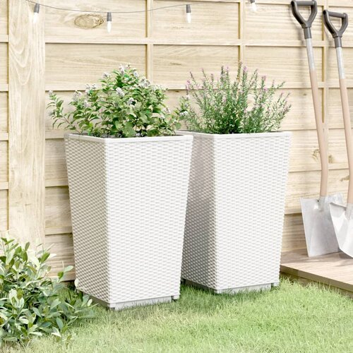  Vrtne sadilice 2 kom bijele 32,5 x 32,5 x 57 cm od PP-a Slike