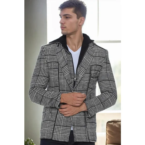 Dewberry K7535 MEN'S COAT-PLAID BLACK-1