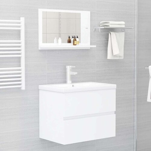  Kupaonsko ogledalo bijelo 60 x 10,5 x 37 cm konstruirano drvo Slike