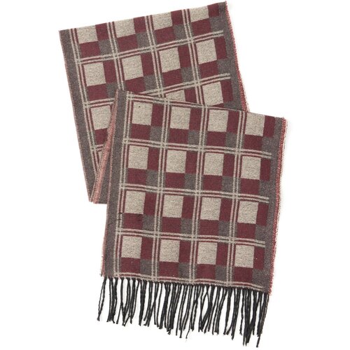 Altinyildiz classics Men&amp;#039;s Burgundy-gray Patterned Scarf Slike