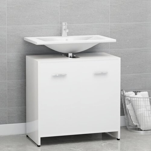 The Living Store Kopalni&amp;scaron;ka omarica visok sijaj bela 60x33x61 cm iverna plo&amp;scaron;ča - Kopalni&amp;scaron;ka Omarica, (21436706) Slike