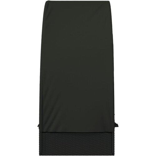 LEŽAJ za sunčanje s krovom crni 211 x 57 x 140 cm poliratan Slike