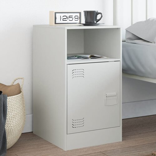  The Living Store Nočna omarica bela 34,5x39x62 cm jeklo - Nočna Omarica, (21456451) Slike