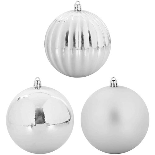 VidaXL Set Božićnih Ukrasnih Kuglica Ostalo 3 pcs Srebrno &amp;Oslash; 25 cm Slike