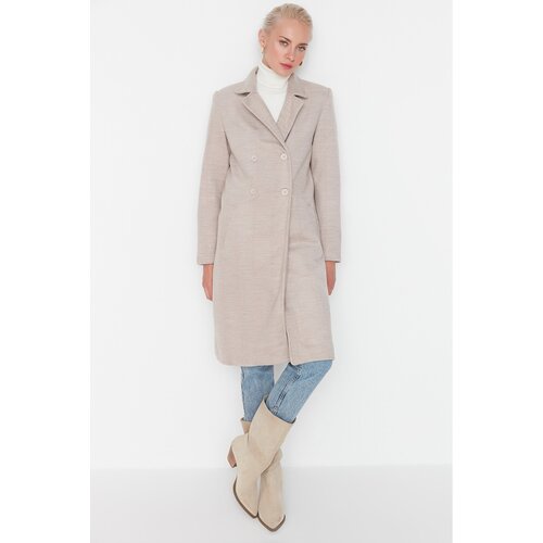Trendyol Beige Button Closure Wool Cachet Coat Slike
